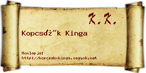 Kopcsák Kinga névjegykártya